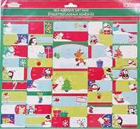 Pack of 100 - Christmas Characters Self Adhesive Gift Tags - Just Peel and Stick! - Festive Holiday Fun! to: / from: (Assorted Sizes)