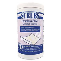 SCRUBS - Stainless Steel Cleaner Towels, 9 3/4 x 10 1/2, 70 Wipes/Pack, 6 Packs/Carton 91970 (DMi CT
