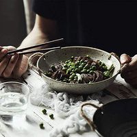 Hand Made Build Japanese-style Stoneware Bowl, Home Ceramics Round Bowl Hemp Rope Handle Make Old Ceramics Tableware 819 (Color : White)