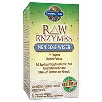 Garden of Life Vegetarian Digestive Supplement for Men 50 & Wiser - Raw Enzymes for Digestion, Bloating, Gas, and IBS, 90 Capsules