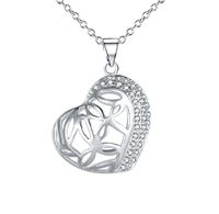 KopooaP Silver Necklaces Pendant Jewelry Birthday Gifts Presents Gemstone for Women Anniversary Zirconia Crystal