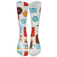Kitchen Utensil Spandex Tie Dye Compression Knee Socks Reliability Athletic Adults Cartoon Casual Long Tube Crew Socks