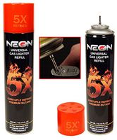 Neon Universal Gas Lighter Refill- 5X Refined Premium Butane 6 Pack