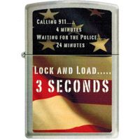 Zippo Lock and Load 3 Seconds Second Amendment Rights Custom Lighter