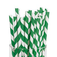 Fun Express Green Striped Paper Straws (24 Pack)
