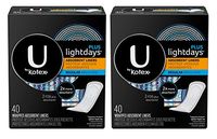 U by Kotex Lightdays Plus Absorbent Liners 40ct, 2pc