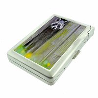Barnyard Friend Racoon D1 Cigarette Case Lighter Smoking King Size Cigarettes Silver Metal Wallet 4" X 2.75" RFID Protection