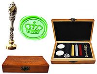 MNYR Imperial Crown Luxury Wood Box Silver Metal Peacock Wedding Invitations Gift Cards Paper Stationary Envelope Seals Custom Logo Wax Seal Sealing Stamp Wax Sticks Melting Spoon Wood Gift Box Kit