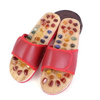 DMMSS Foot acupoints Natural Natural Agate Massage Slippers Foot Massage Foot Massage Home Sandals, red, 42