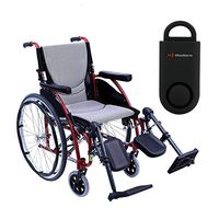 Karman S-Ergo 115 Ultra Lightweight Ergonomic Wheelchair | Seat Size 18" X 17" | Upgraded to Elevating Legrests | Fixed Wheels in Red & Free 130 dB Black Personal Safety Alarm/Siren!