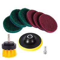 Kichwit 4 Inch Drill Power Brush Tile Scrubber Scouring Pads Cleaning Kit, 2 Inch Small Brush Included, Heavy Duty Household Cleaning Tool (Drill NOT Included)