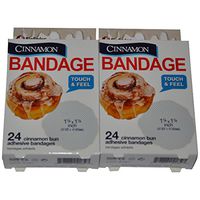 BioSwiss Novelty Bandages Self-Adhesive Funny First Aid, Novelty Gag Gift (2 boxes of 24 bandages) (Cinnamon Bun)