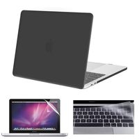 Applefuns 3In1 Hard Shell Case + Keyboard Cover + Screen Protector for MacBook Pro 15" with Touch Bar (2019 2018 2017 2016 Release A1990 A1707)- Black