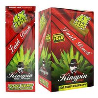 Kingpin Pure Hemp Wraps - Sealed Display Box - 100 (25 x 4) Hemp Wraps per Box - (Laid Back)
