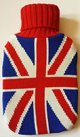 Warm Tradition British Flag Knit Covered Hot Water Bottle - Bottle Made in Germany