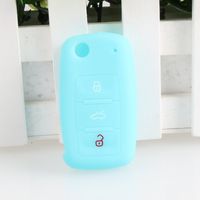 9 MOON Silicone Luminous Remote Flip Key Protecting Key Case Cover Fob Holder 3 Buttons for VW Volkswagen,Blue