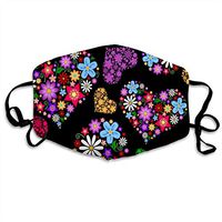 Flowered HeartsDust Mouth Adjustable Windproof Ear Loops Breathable Reusable Face for Kids Teens Men Women
