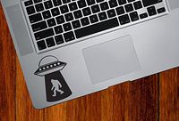 Yadda-Yadda Design Co. Sasquatch UFO Abduction - Bigfoot - Alien - Vinyl Trackpad Tablet Decal StickerYYDCo. (Size & Color Choices) (Small 2.25" w x 3" h, Black)