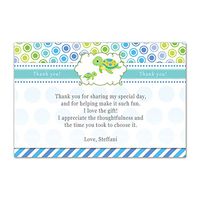 30 Personalized Thank You Cards Blue Green Polka Dots Stripes Turtle Design Baby Shower Party Event + 30 White Envelopes