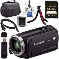Panasonic HC-V180K Full HD Camcorder (Black) HC-V180K + Sony 32GB SDHC Card + Lens Cleaning Kit + Flexible Tripod + Carrying Case + Memory Card Wallet + Card Reader + Mini HDMI Cable Bundle