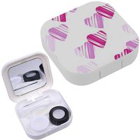 Portable Contact Lens Case Box Travel Kit Mirror + Bottle + Tweezers Container Holder [ Heart ]