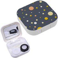 Portable Contact Lens Case Box Travel Kit Mirror + Bottle + Tweezers Container Holder [ Polka Dots ]