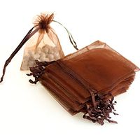AKStore 100PCS 4x6" (10x15cm) Drawstring Organza Jewelry Favor Pouches Wedding Party Festival Gift Bags Candy Bags (Brown)