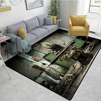 TableCoversHome Industrial Chevron Area Rug for Nursery, Machines in The Factory Pattern Printing Rugs, Fashionable High Class Living Bedroom Rugs (6'x 9')