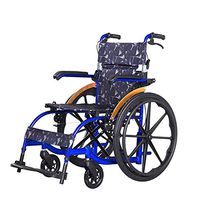Atten Folding Wheelchair, Portable Self-propelled Wheelchair with Brakes, Removable Footrests, for Elderly, Handicapped, and Disabled Adults Users,Blue