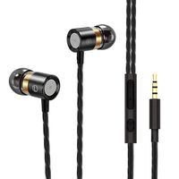 AHOMASH Bass Headphones in-Ear Earbud with Microphone and Volume Control Hi-Fi Stereo Wired Earphones 3.5 mm Jack Black - 3.9 ft