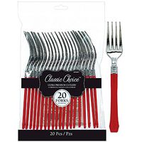 Amscan 436900.40 Classic Choice Premium Cutlery disposable-forks, One Size, Red