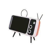 3In1 Retro TV Design Mini Bluetooth Speaker Mobile Phone Stand Holder USB Charging (Orange)