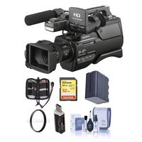 Sony HXR-MC2500 AVCHD Shoulder Mount Camcorder, 1/4" Exmor R CMOS HD, SD AVCHD - Bundle with 32GB U3 SDHC Card, Spare Battery, 37mm UV Filter, Cleaning Kit, Card Reader, Memory Wallet