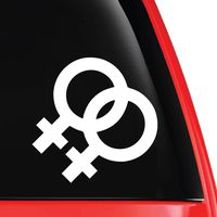 EvolveFISH Lesbian Couple Symbol Vinyl Decal White 5"