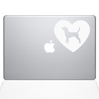 The Decal Guru Heart Beagle MacBook Decal Vinyl Sticker - 15" MacBook Pro (2016 & Newer) - White (1331-MAC-15X-W)