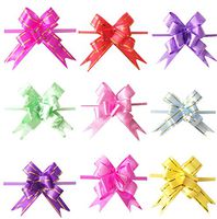 Haifly 100 PCS Golden Brim Colored Pull Bows Gift Ribbons Knot Ribbon Strings Decorative Bowknot
