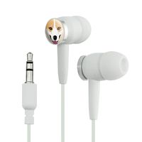 Pembroke Welsh Corgi Face Pet Dog Novelty in-Ear Earbud Headphones - White