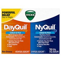 Vicks Dayquil and Nyquil Cough, Cold and Flu Relief Combo, 72 LiquiCaps (48 Dayquil, 24 Nyquil) - Relieves Sore Throat, Fever, and Congestion