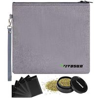 VIVOSUN Smell Proof Bag, 11" x 9" Odorless Stash Storage Pouch with 5 Sealed Bags and One Mini Spice Grinder, Grey