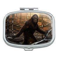 Bigfoot Sasquatch Walking in The Woods Rectangle Pill Case Trinket Gift Box