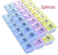 INVODA 2PCS Pill Case 7 Day Weekly Pill Box with Medication Reminder Pill Organizer - Morning Noon Evening Daily 21 Detachable Compartments (3x7)