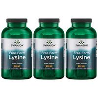 Swanson Free-Form L-Lysine 500 mg 300 Caps 3 Pack