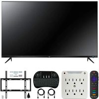 TCL 55S525 55-inch 5-Series Roku Smart HDR 4K UHD TV (2019) Bundle with Deco Mount Flat Wall Mount Kit, Deco Gear 2.4GHz Wireless Keyboard and 6-Outlet Surge Adapter with Night Light