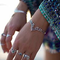 Meolin Women Vintage Hollow Lace Pattern Bracelet Women Jewelry Gift,Old silver,D:6cmW:2cm