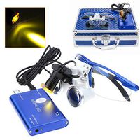SoHome 2.5X420mm Dental Surgical Binocular Loupes+3W Clip-on LED Headlight with Filter+Aluminum Box Blue