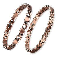 HiTreasure 2 PCS Mens Womens Health Copper Magnetic Bracelet for Arthritis Pain Relief (Imported,3500 Gauss Each Link)