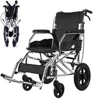 CHENJIU Wheelchair Transport Folding - Footrest Handbrakes Adjustable Brake - 12" Rubber Wheels 5 Inch Casters 17" Leather Seat Back Lightweight Wheelchairs