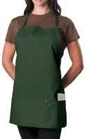 3 Pocket Adjustable Bib Apron, 27 inch, Forest Green, pack of 60