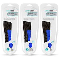 Comfort Zone Gel Work Insoles for Men, Absorbs Shock and Cushions Feet, Sizes 8-13, 3 Pack