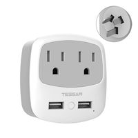 Australia China Power Plug Adapter,TESSAN Type I Travel Adaptor with 2 USB Ports 2 American Outlets,US to New Zealand Fiji Argentina Plug Adapter